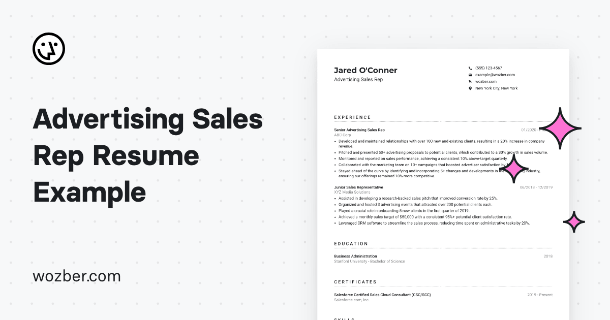 Advertising Sales Rep Resume Example