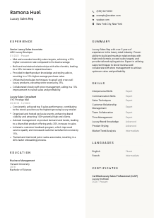 Luxury Sales Rep CV Template #2