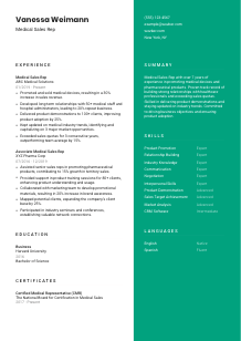 Medical Sales Rep CV Template #16