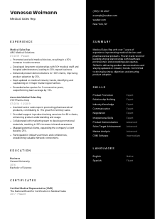 Medical Sales Rep Resume Template #17