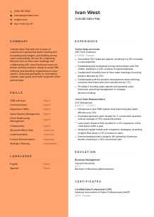Outside Sales Rep Resume Template #3