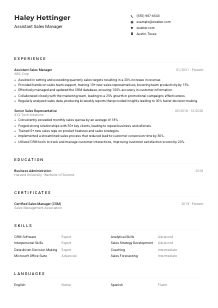Assistant Sales Manager CV Example