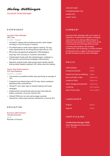 Assistant Sales Manager Resume Template #3