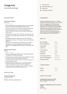 General Sales Manager Resume Template #2