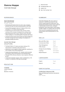 Hotel Sales Manager Resume Template #2