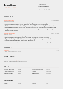 Hotel Sales Manager Resume Template #3