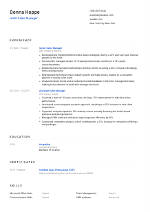 Hotel Sales Manager Resume Template #1