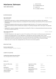 Sales Administrator Resume Example