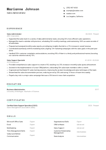 Sales Administrator CV Template #3