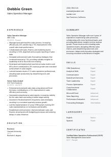 Sales Operation Manager Resume Template #12