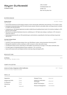 Antique Dealer CV Template #2