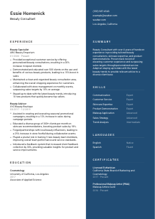 Beauty Consultant CV Template #2