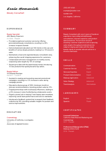 Beauty Consultant Resume Template #3