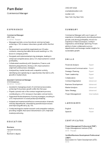 Commercial Manager Resume Template #2