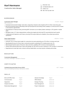 Construction Sales Manager CV Example