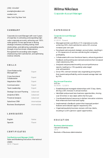 Corporate Account Manager CV Template #14
