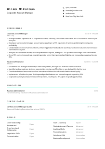 Corporate Account Manager CV Template #18