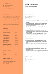 Corporate Sales Manager Resume Template #19
