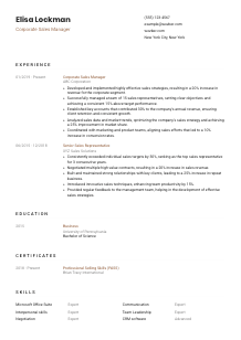 Corporate Sales Manager Resume Template #6