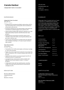 Independent Sales Consultant Resume Template #3