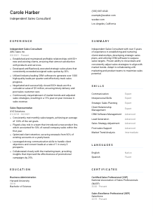 Independent Sales Consultant Resume Template #1