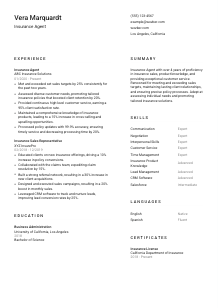 Insurance Agent Resume Template #1