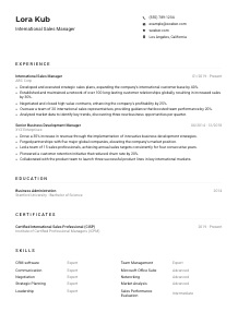 International Sales Manager Resume Example