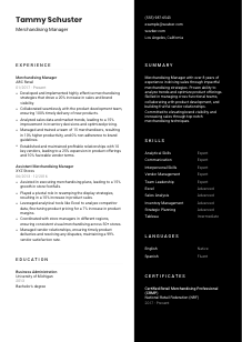 Merchandising Manager CV Template #3