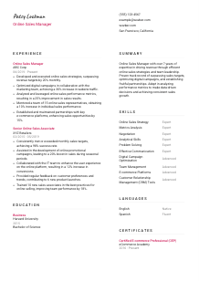 Online Sales Manager Resume Template #11