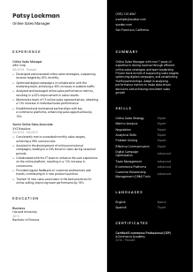 Online Sales Manager Resume Template #17