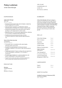 Online Sales Manager Resume Template #2