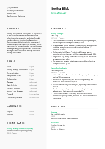 Pricing Manager CV Template #14