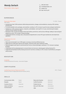 Reservation Sales Agent Resume Template #3