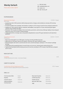 Reservation Sales Agent CV Template #3