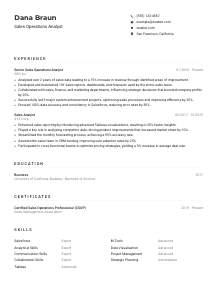 Sales Operations Analyst CV Example