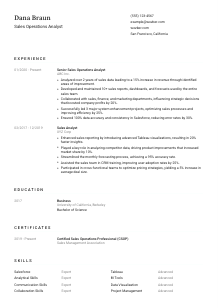 Sales Operations Analyst Resume Template #1
