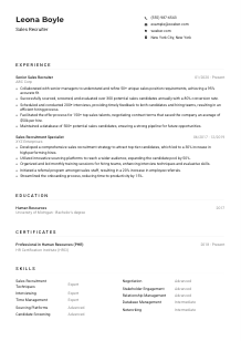 Sales Recruiter Resume Example