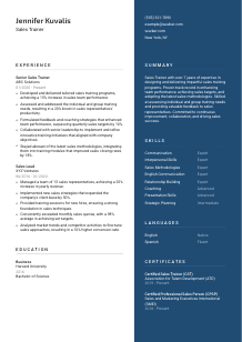 Sales Trainer Resume Template #2