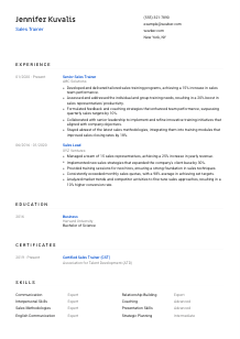 Sales Trainer Resume Template #1