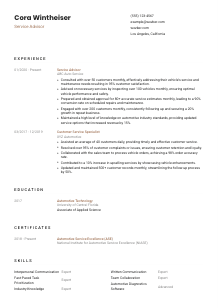 Service Advisor CV Template #6