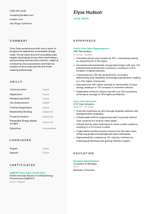 Solar Sales CV Template #2