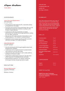 Solar Sales CV Template #3