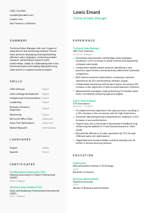 Technical Sales Manager CV Template #2