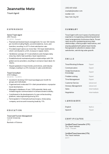 Travel Agent Resume Template #12