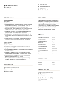 Travel Agent Resume Template #7