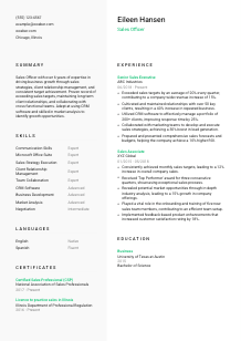 Sales Officer Resume Template #2