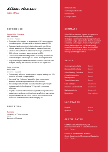 Sales Officer CV Template #3