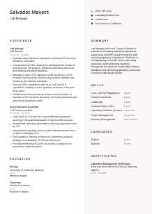 Lab Manager CV Template #2