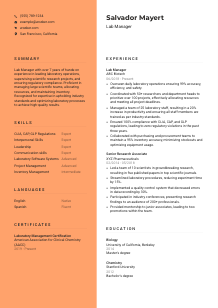 Lab Manager CV Template #3