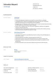Lab Manager Resume Template #1